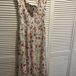 CeCe White and Orange Floral Maxi Dress